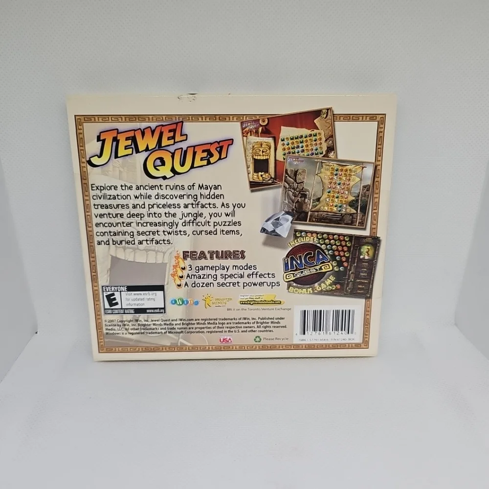 Jewel Quest + Inca Quest Bonus Video Game 2007 Factory Sealed PC CD ROM Rated E